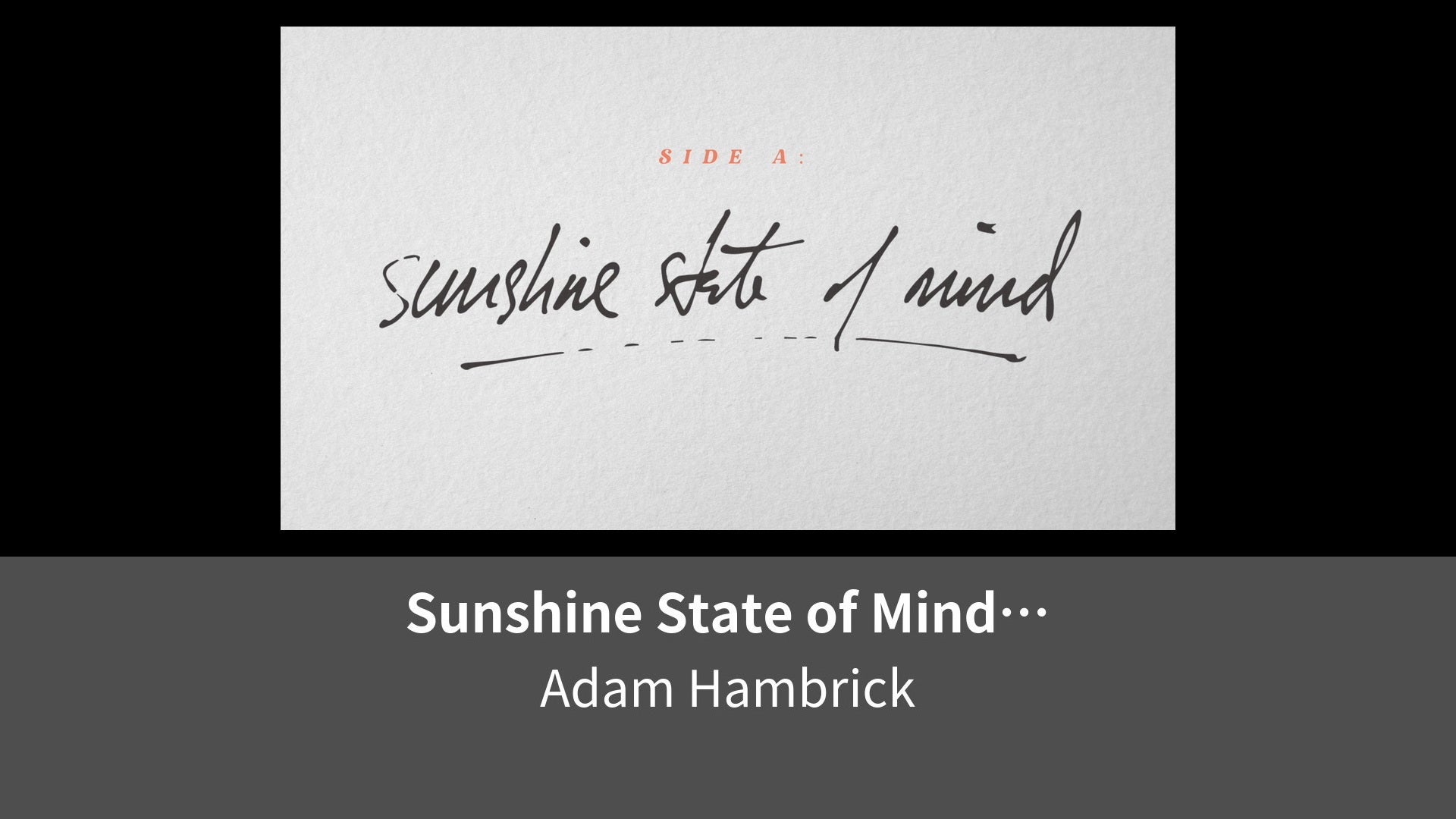 Adam Hambrick - Sunshine State of Mind (Official Lyric Video) 